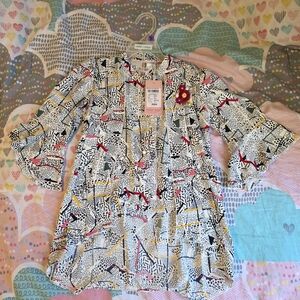 Indian Western Girl's Patterned Kurti Top with Ruffle Sleeves Size 28